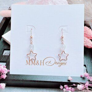 Moonstone Earrings with Star Charm | Handmade in BC
